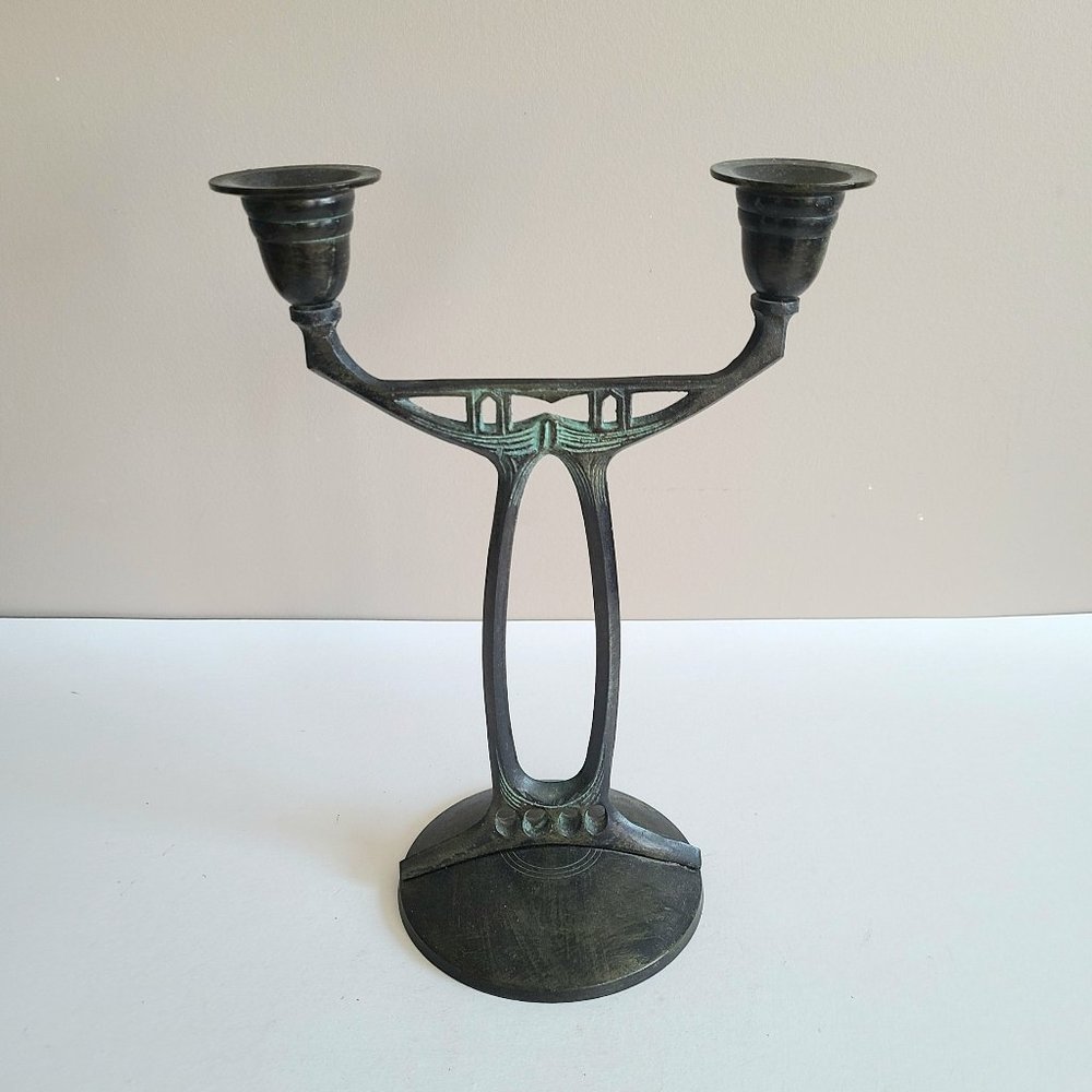 Art Deco style solid brass candelabra